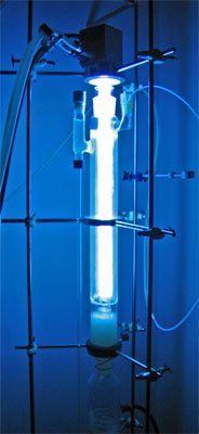 Xenon chloride excimer lamp at work